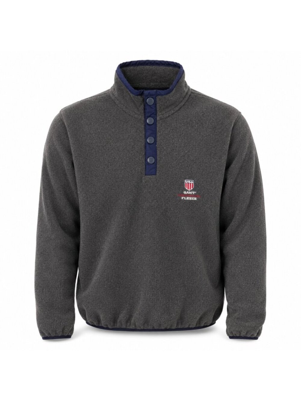 GANT Rugger USA Technical Fleece Pullover Snap Mock Neck Gray Men’s Large - Picture 1 of 7